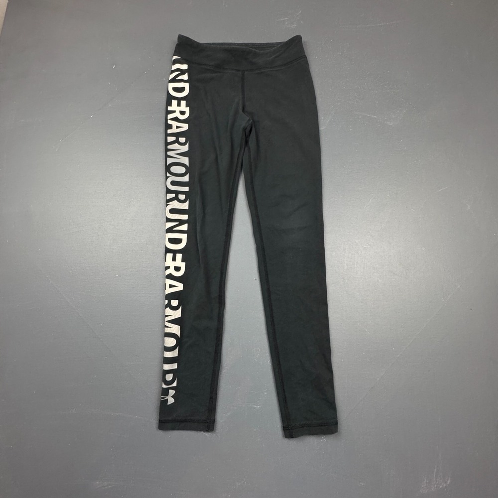 Under Armour Women's Small Black Stretch Athletic Logo Graphic Sports Leggings